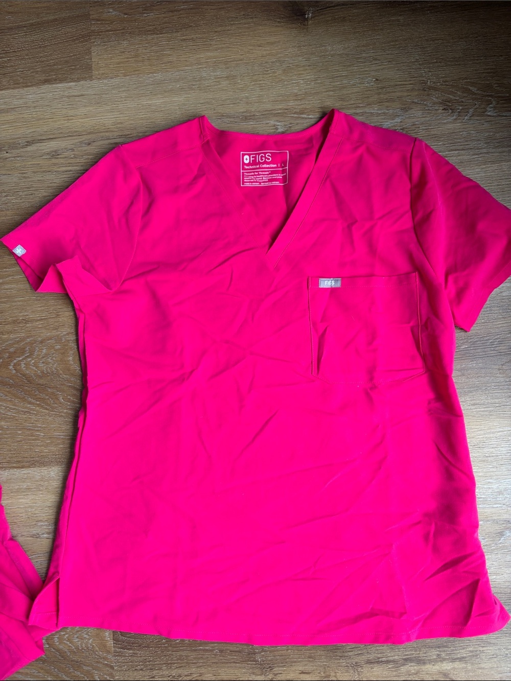 Figs Women's V-Neck Scrub Top in Hot Pink